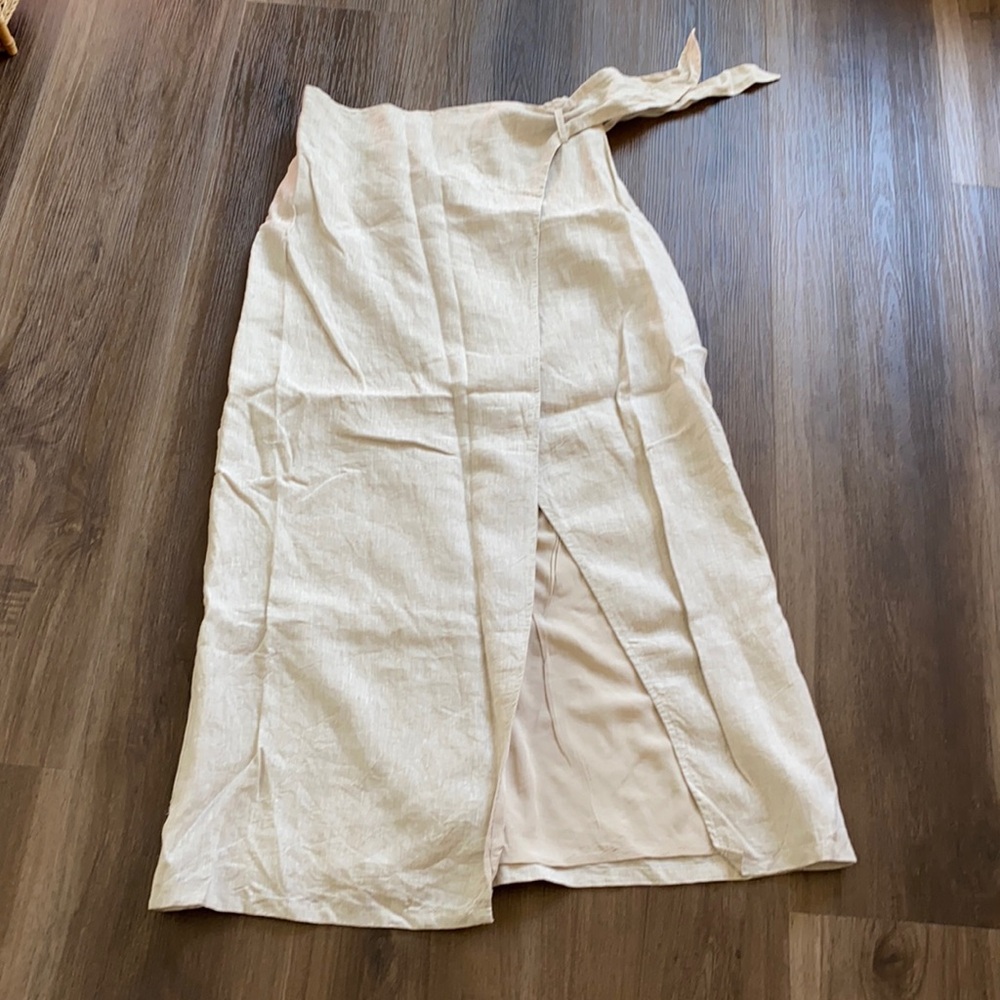 Dissh linen waist tie maxi skirt
